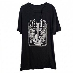 NWT | Nashville Music City Tennessee Guitar Graphic  V-Neck T-Shirt Dress | XL